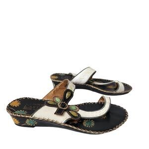Spring Step L'Artiste Leather Sandals Womens Size 40 EU 9 US Santorini Floral